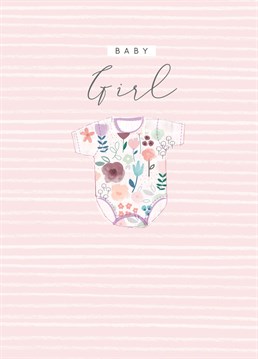 This card from Laura Darrington Design features a subtle yet sophisticated design featuring a baby-grow, perfect for the arrival of a little one.