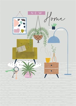 This Laura Darrington Design New Home card features a subtle yet sophisticated interior inspired design, perfect for a lovely friend or relative celebrating a recent house move.