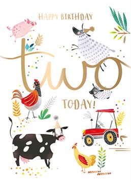 Wish a little lad a cracking 2nd birthday with all the fun of the farm on this Ling Design card.