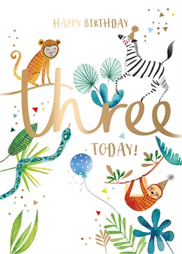 Dive into the Jungle Book and wish them a special 3rd birthday with this cute Ling Design card.