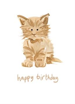 Say happy birthday to a cute little kitten with this Lucilla Lavender card.
