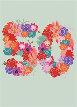 Send flowers in the form of this beautiful card to wish a special someone a Happy 50th Birthday