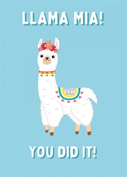 Congratulate someone with this playful Llama card!