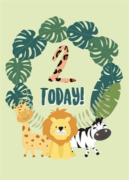 Send a special little one Birthday wishes with this animal themed 2nd birthday card!