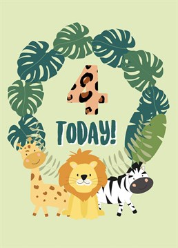 Send a special little one Birthday wishes with this animal themed 4th birthday card!