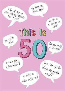 Wish her a Happy 50th Birthday with this hilarious card about the realness of turning 50!