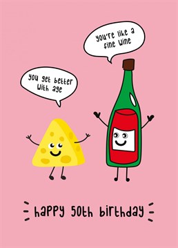 Wish a special someone a Happy 50th Birthday with this super fun cheese and wine inspired card!
