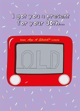 Wish a special someone a Happy 30th birthday with this hilarious retro etch a sketch birthday card!