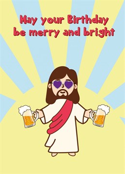Wish someone with a December birthday a merry and bright day with this jesus inspired card!