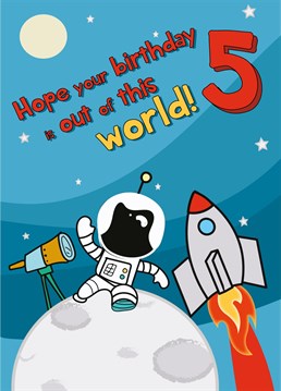 Wish a special little person a Happy 5th Birthday with this out of this world card!