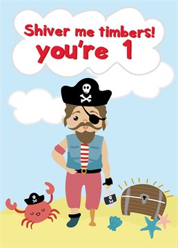 Send birthday wishes to a special little person with this pirate inspired 1st birthday card!