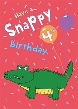 Send birthday wishes to a special little person with this croc inspired 4th birthday card!