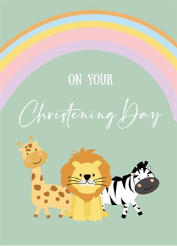 Send congratulations to a special little person on their christening day with this super cute card!