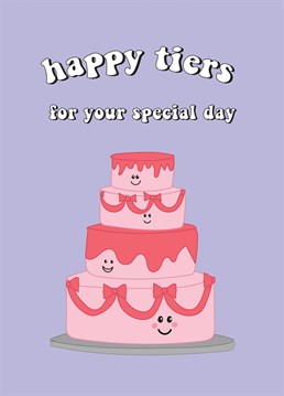 Send well wishes to the happy couple on their special day with this fun and colourful wedding card!