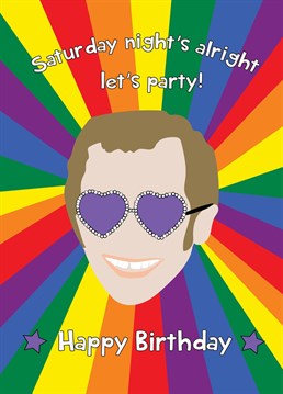 Send birthday wishes to a festival lover with this Elton John festival themed card!