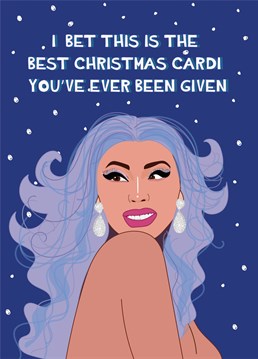 Send Christmas wishes to a Cardi B fan with this fun and colourful Christmas card!