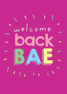 Welcome a special someone back with this fun and colourful card!