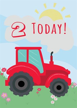 Wish a special little girl or boy a Happy 2nd Birthday with this tractor inspired card!