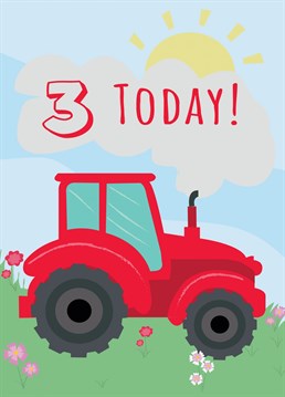 Wish a special little girl or boy a Happy 3rd Birthday with this tractor inspired card!