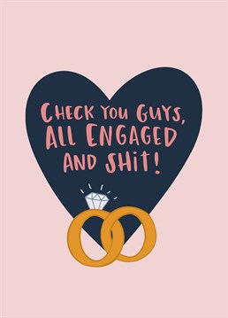 Aww, he liked it so he put a ring on it! Send this congrats Engagement card to some seriously grown-up friends. Designed by Lucy Maggie.