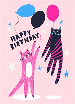 funky cat-themed birthday card