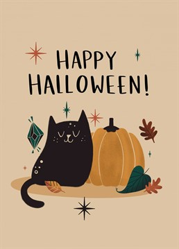 cat themed Halloween card
