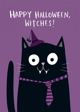 cat themed Halloween card
