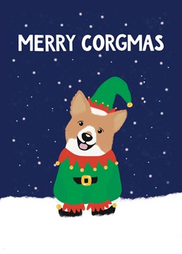 Corgi themed Christmas card perfect for any dog lover