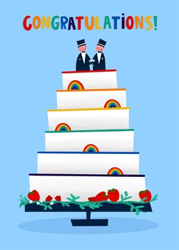 Show your appreciation, love and pride for your favourite LGBTQ+ couple on their wedding day. This cute rainbow-coloured design is perfect for the Mr. and Mr. in your life on their most special day.