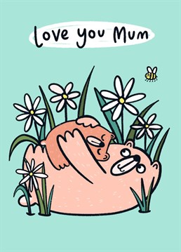 This cute Mother's Day card featuring two soft, cuddly bears giving each other a big hug is perfect for showing mum just how much you care this year. Nothing beats a hug from mummy, and this illustrated card depicts that perfectly. Featuring the heartfelt, heartwarming message: I love you, Mum