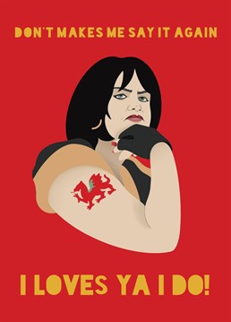 We love Nessa! This card is funny as hell and celebrates the wonderful TV show Gavin and Stacey through one of its best loved on-screen characters. Celebrate Ness and Wales with this funny Valentine's Day card from Sunshine Llama publishing. Your partner will love it it, it'll make them laugh and gush with emotion all at once.