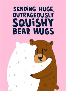 This cute bear hugs thinking of you card is perfect for sending to a friend or family member to cheer them up and let them know they're in your thoughts.