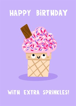 This cute ice cream sprinkles birthday card sends children's party nostalgia - who doesn't love classic party food?