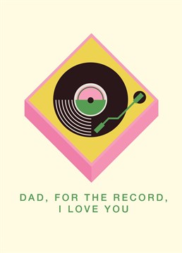 A sleek minimal design for a music loving dad, featuring a fun record pun.