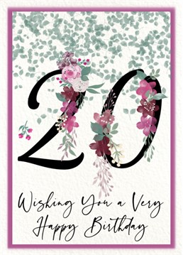 A cute and romantic Birthday card for a 20th celebration