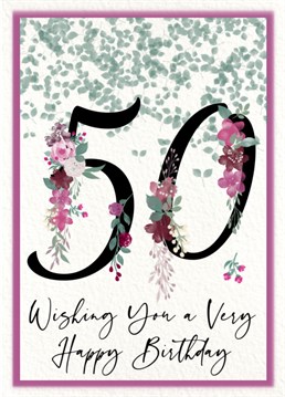 A cute and romantic 50th birthday card.