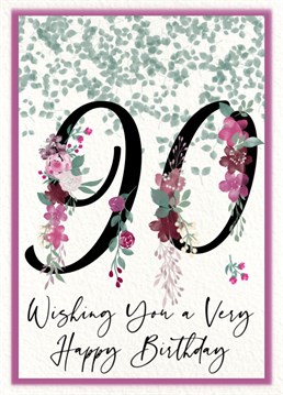 A cute and romantic 90th birthday card.