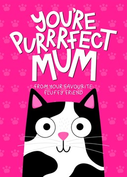 Send your other half this sweet card from the cat letting her know that she is the most purrrfect Mum to her favourite fluffy furry friend.