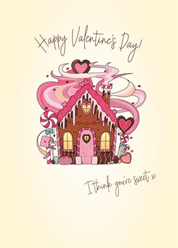 Send your Valentine all your love this year, and let them know you think they're 'sweet' with this cute, fun, candy and gingerbread house Valentine's Day card by Little Silverleaf. Happy Valentine's Day! I Think You're Sweet, x