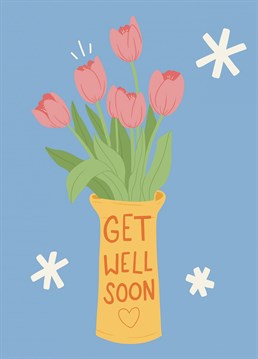 When you can't send real flowers, send them in card form with this hand illustrated get well soon card. Let them know you're thinking of them with this pretty vase of flowers and hoping they feel better soon!
