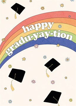 Say 'Yay!' for graduating with this retro inspired graduation card.
