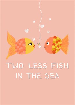 Celebrate the happy couple and their engagement or wedding with this fintastic card.