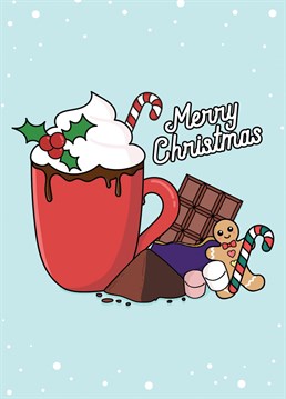 Why not wish your loved one a very merry Christmas with this cute festive hot chocolate card!