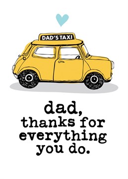 Send your Dad this funny card to show how much you appreciate him.Makes the perfect card for Father's Day or for Dad's Birthday.  Card reads: Dad, thanks for everything you do.