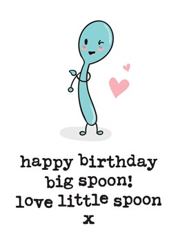 Wish big spoon a Happy Birthday with this super cute card, perfect for your partner / boyfriend / girlfriend / husband / wife.