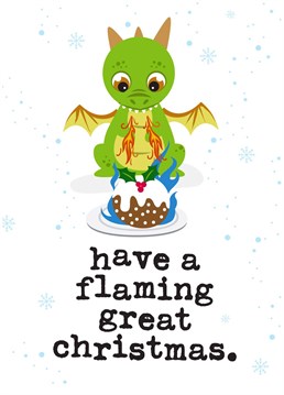 Have a flaming great Christmas  Wish someone a Merry Christmas with this adorable dragon themed card.