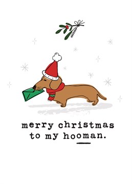 Who wouldn't want a Christmas card from their Dog? This adorable card is the pawfect treat for your hooman this Christmas!  Card reads: Merry Christmas to my hooman.