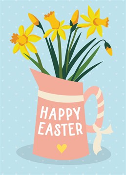 Send a friend or loved one this sweet Easter card featuring a jug of daffodils.   Designed by Mrs Best Paper Co.