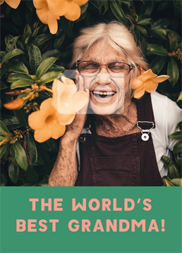 We've found the world's best grandma and lucky you - she's yours! Make her day by sending this photo upload Birthday card by Scribbler.