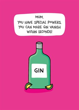If your mother figure's the greatest gin-fluence, add a name and send her this totally gin-credible Mother's Day Birthday card by Scribbler.